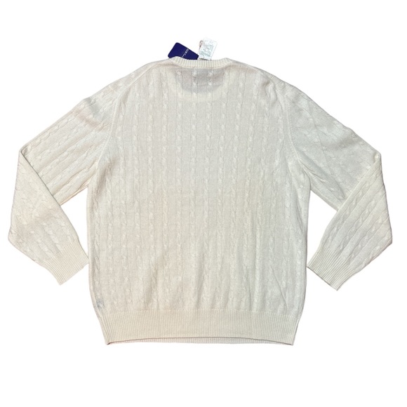 Alan Flusser 100% Cashmere Cream Cable Knit Sweater Size:XXL NWT - Picture 2 of 4